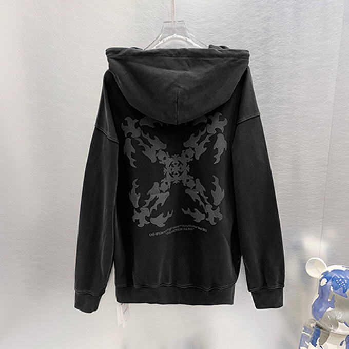 off white washed vintage flocking totem arrow hoodie